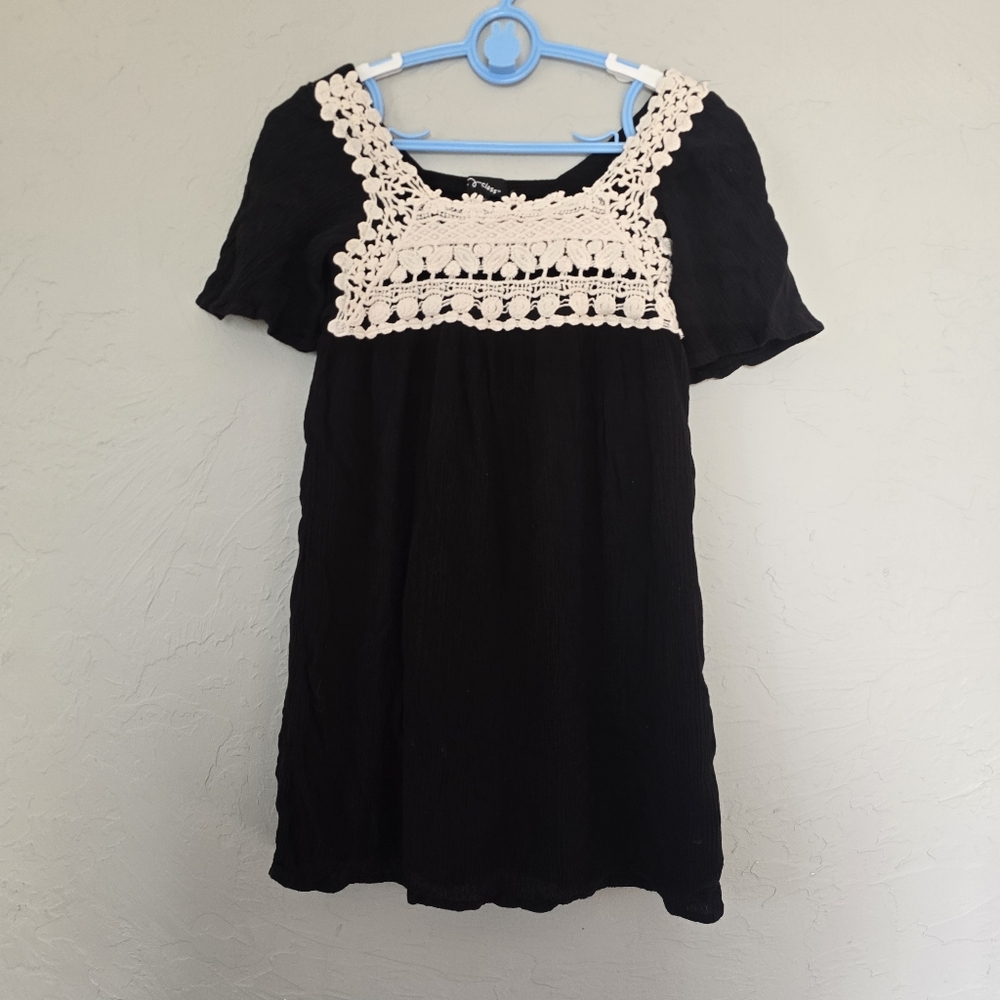 Art Class Dress Girls Black Crochet Tie Back Fancy Casual S 6 6X